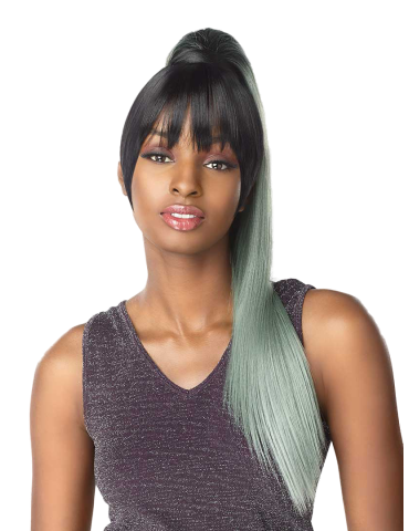 Postizos de pelo sintético hi-heat Postizos de pelo sintético hi-heat coleta con flequillo cami...