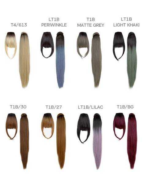 Postizos de pelo sintético hi-heat Postizos de pelo sintético hi-heat coleta con flequillo cami...