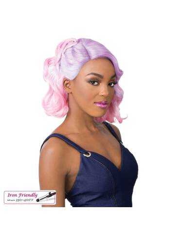 Heat resistant fiber wigs Heat resistant fiber wigs lace front short square wig wav...