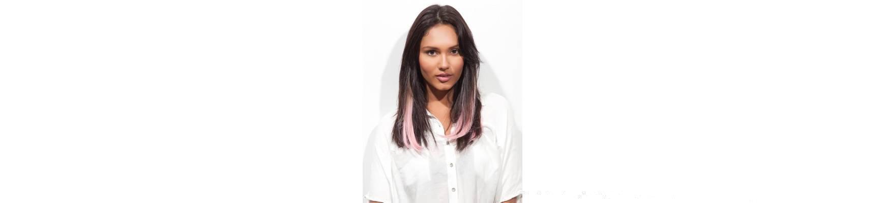 Extensions de cheveux a clip Extensions de cheveux a clip extensions a clips colores lisse pointe en J Curl BABE PINK-2 spotl...