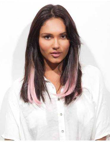 Extensions de cheveux a clip Extensions de cheveux a clip extensions a clips colores lisse pointe en J Curl BABE PINK-2 spotl...
