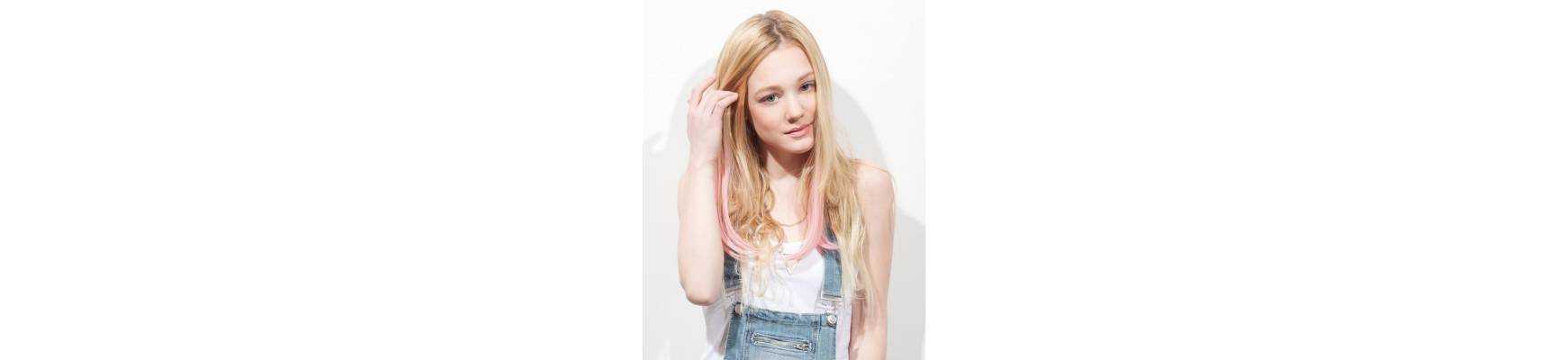 Extensions de cheveux a clip Extensions de cheveux a clip extensions a clips colores et lisse pointe en j curl BABE PINK-8 sp...