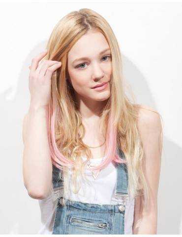Extensions de cheveux a clip Extensions de cheveux a clip extensions a clips colores et lisse pointe en j curl BABE PINK-8 sp...