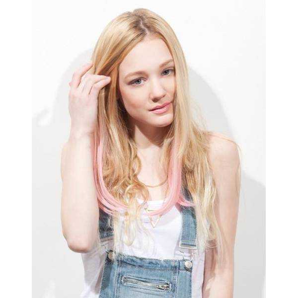 Clip in hair extensions Clip in hair extensions colored and smooth curl tip BABE PINK-8 sp...