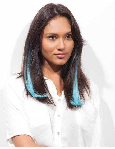 Haarverlängerung mit Clip Haarverlängerung mit Clip Haarverlängerung mit Clip bunte und glatte Spitze in j Curl BLUE HAWAII-2 ..