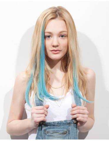 Extensions de cheveux a clip Extensions de cheveux a clip extensions a clips colores lisse pointe en j curl BLUE HAWAII-8 spo...