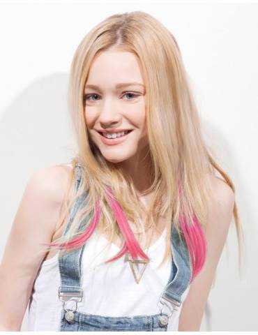 Extensions de cheveux a clip Extensions de cheveux a clip extensions a clips colores lisse pointe en j curl Pink Berry-8 spot...