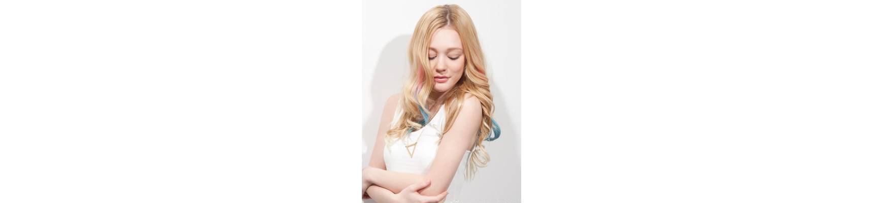 Clip Haarverlängerungen Clip Haarverlängerungen Clip Haarverlängerungen bunte lockige Romance Curl Cotton Candy-8 spotl...