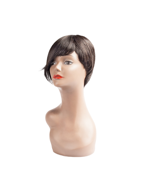 100% pelucas de cabello humano 100% pelucas de cabello humano peluca corta lisa 100% cabello humano Anika es un gorro ...