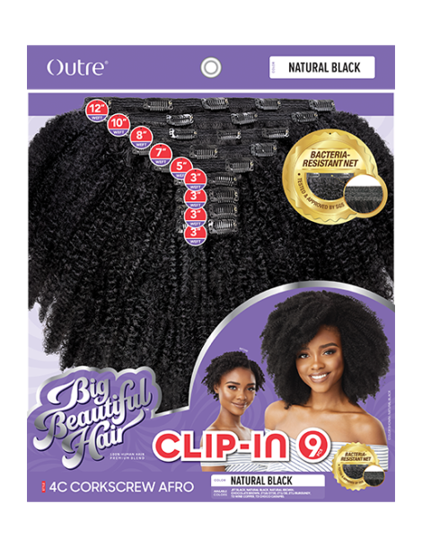 extensions de cheveux à clip crépus 4C Corkscrew afro Outre
