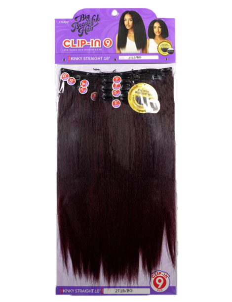 Extensions de cheveux à clip crépus Kinky Straight 18" Outre