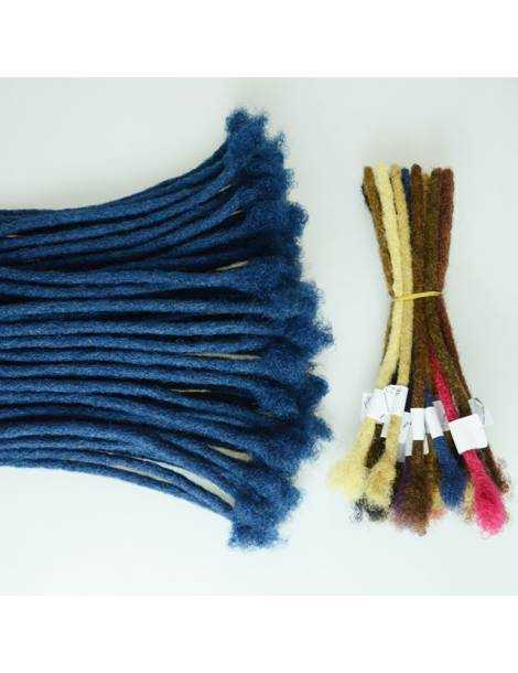 20 Extensiones con ganchos de pelo afro natural, color azul, hechas a mano