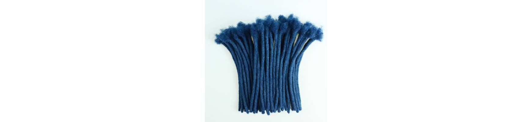20 Extensions locks crochet en cheveux naturel afro crépus couleur bleu fait a la main