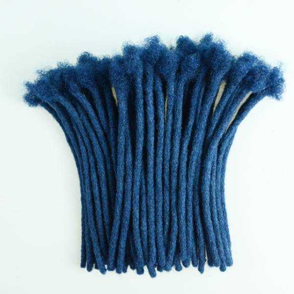 20 Extensiones con ganchos de pelo afro natural, color azul, hechas a mano