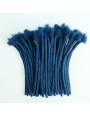 20 Extensiones con ganchos de pelo afro natural, color azul, hechas a mano