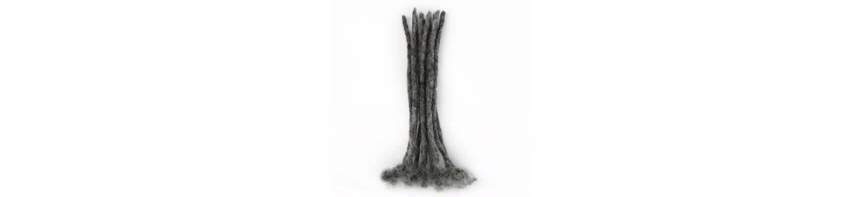 20 Extensiones con ganchos de pelo afro natural en negro y gris natural, hechas a mano