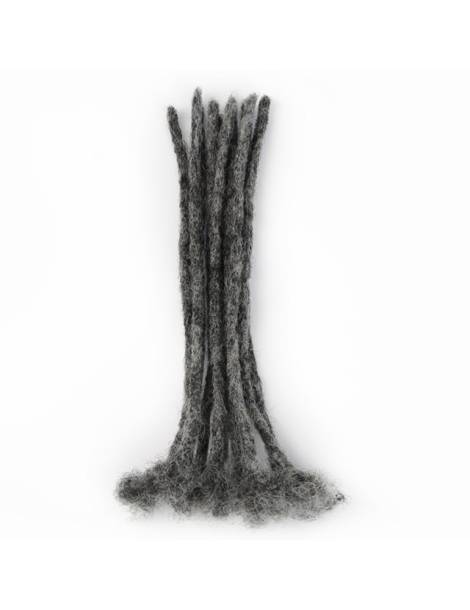 20 Extensiones con ganchos de pelo afro natural en negro y gris natural, hechas a mano