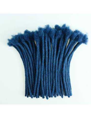20 Extensiones con ganchos de pelo afro natural, color azul, hechas a mano