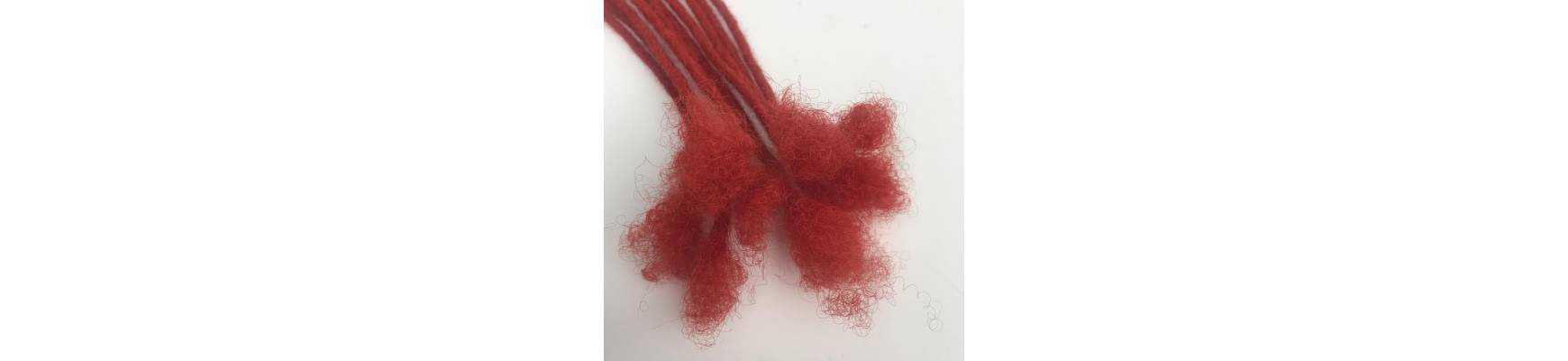 Extensions de dreadlocks fabriqué a la main en cheveux naturel crépus couleur rouge vif