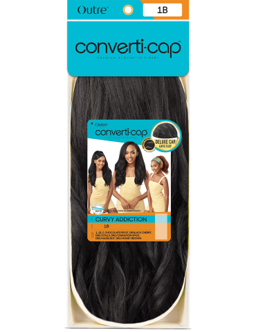 demi perruque lisse mi-long-converti cap curvy addiction outre emballage
