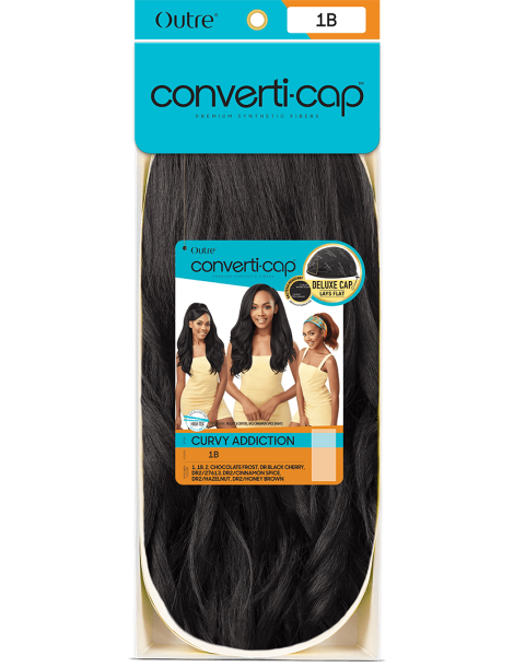 demi perruque lisse mi-long-converti cap curvy addiction outre emballage