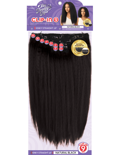 Extensions de cheveux à clip crépus Kinky Straight 18" Outre
