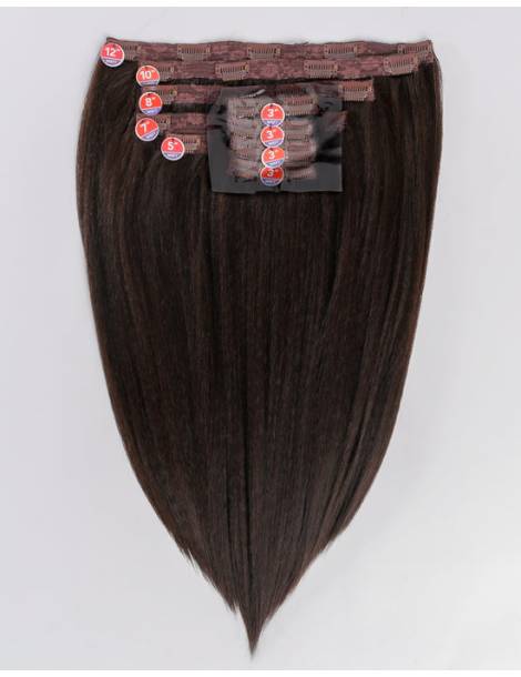 Extensions de cheveux à clip crépus Kinky Straight 18" Outre